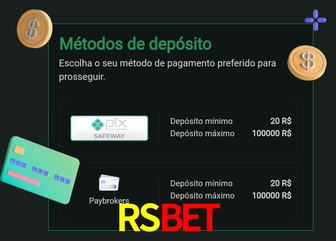 O cassino RSBET oferece uma grande variedade de métodos de pagamento